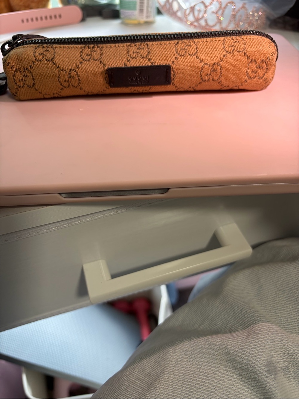 Gucci Monogram Zip Pencil Case - canvas and leather